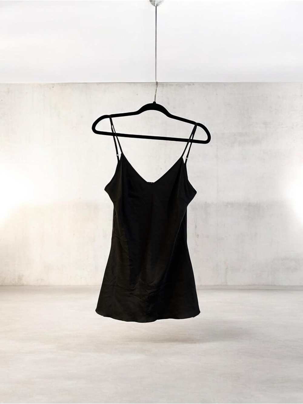 Classic Black Satin V-Neck Camisole